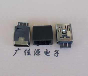 徐州MINI USB 5Pin接口 带护套焊线母座 B型180度铜壳