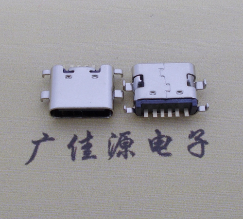 徐州简易充电type c6P母座沉板1.6mm接口